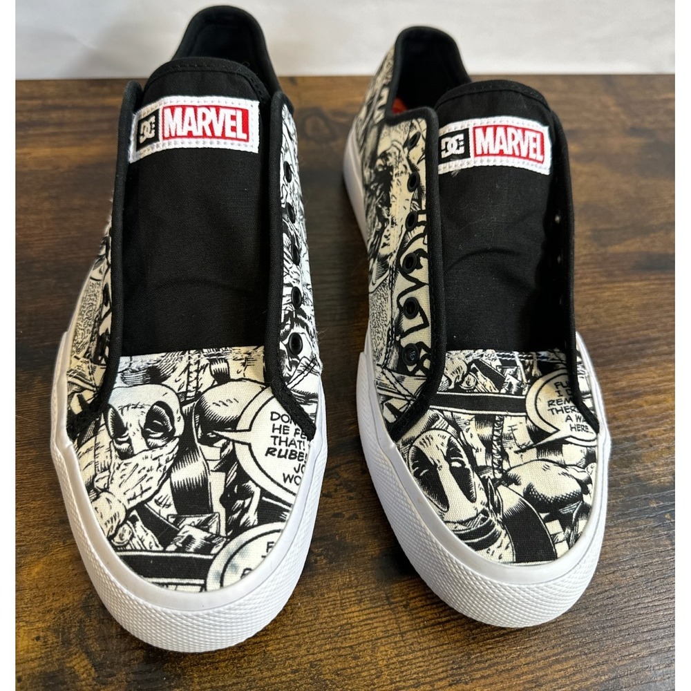 DC x Marvel Deadpool DP Manual Skate Shoe Black White Comic Men's 11.5 *No Laces - Picture 14 of 15